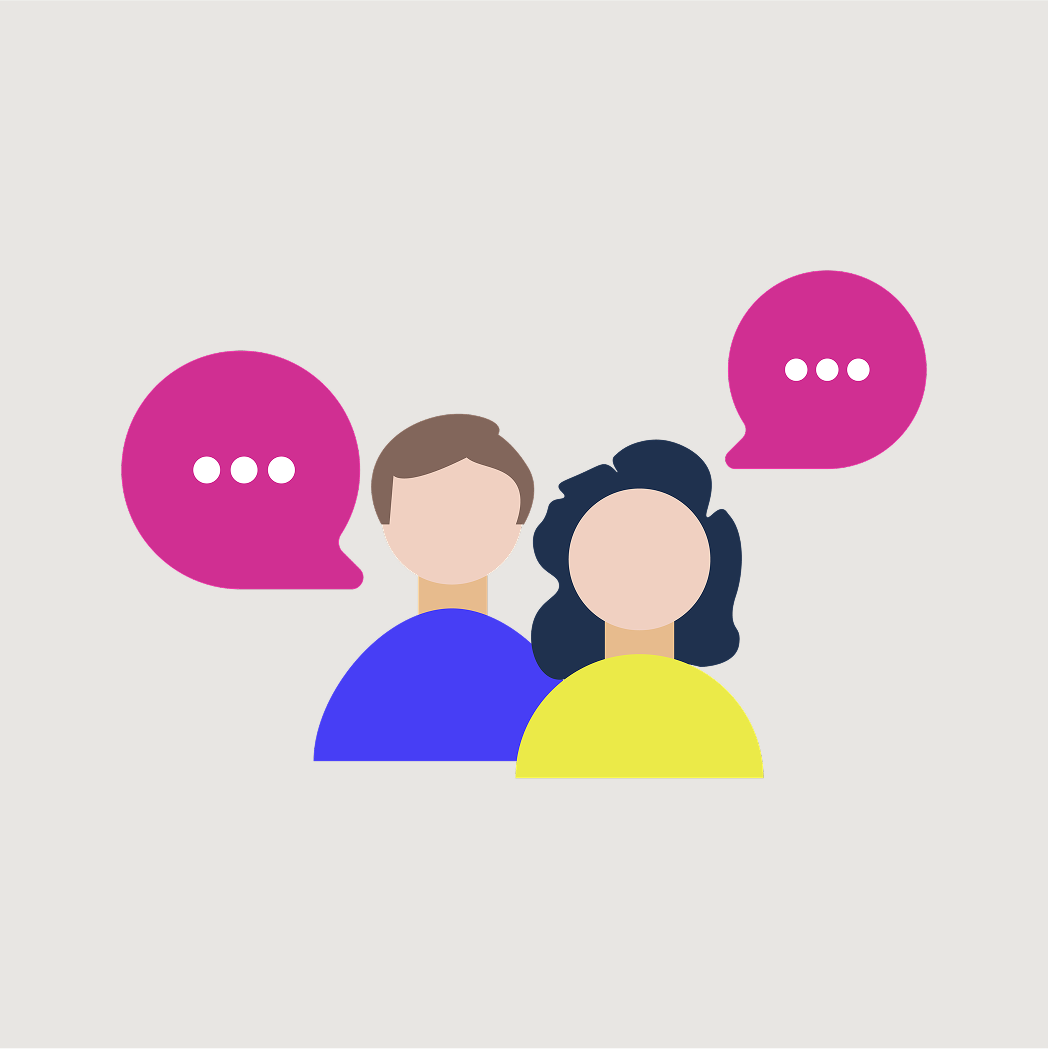 Two people chatting